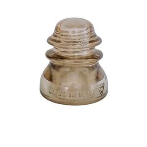 Whitall Tatum Co NO 1 Yellowish/ Smoke Gray Glass Insulator Made in USA Vintage